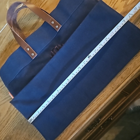 CB Station Navy Blue Canvas & Leather Market Tote - Brown Monogram “MSM" - Picture 12 of 14